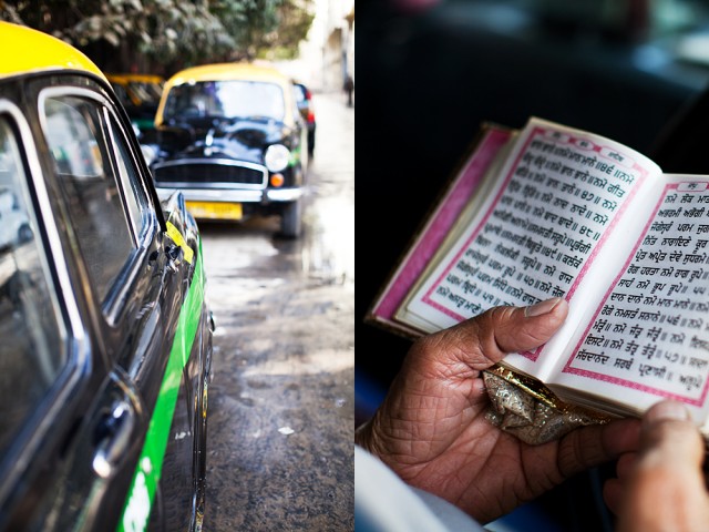 mobile gurudwara - reading prayers in his cab