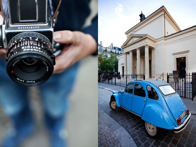 Bruno and his Hasselblad outside the church