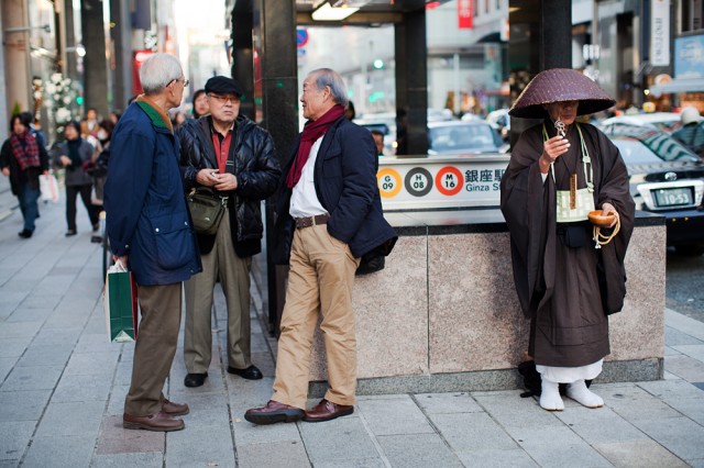 Ginza gents and a monk