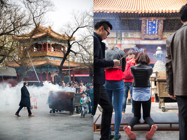 a young crowd in an ancient setting – Yonghe Lama Temple :: 1