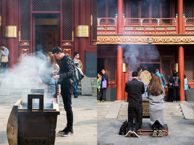 a young crowd in an ancient setting – Yonghe Lama Temple :: 2