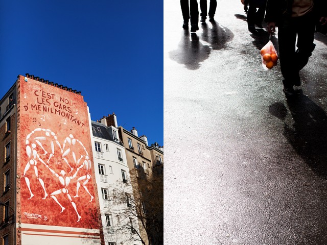 Parisians walk, in rain or shine
