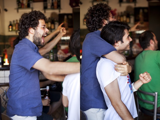 Italy scores and the crowd goes wild - Francesco and friend, maths students